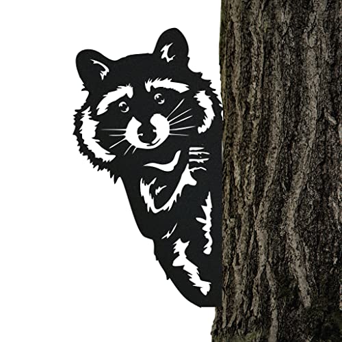Steelmonks Tree Stake, Raccoon in Matte Black