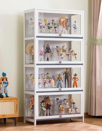 TUIYIDUO フィギュアケース コレクションラック フィギュア ディスプレイキャビネット 4段 幅60cm 大容量 密閉防塵設計 フィギュア グッズ ディスプレイケース ディスプレイスタンド 書斎 リビングルーム 子供部屋対応 日本語説明書付き（ホワイト，60 x 33.6 x 140 cm）（Amazon）