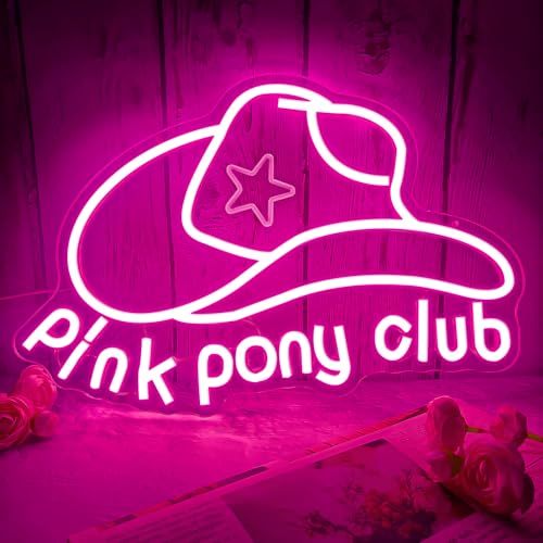 Vveikea Pink Pony Neon Sign Western Cowgirl Neon Lights for Wall Decor Dimmable Neon Lights Midwest Princess Led Signs For Bedroom Wall Girl Cave Club Bar Pub Gift