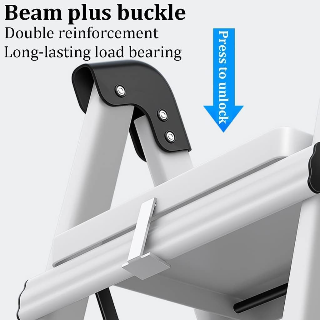 Step Ladder Folding Step Stool Extension Ladder Folding Ladder With Handrails Small Step Ladder With Wide Pedals Multipurpose Step Ladders 330lb Folding Ladder Telescoping Ladder ( Color : White , Siz