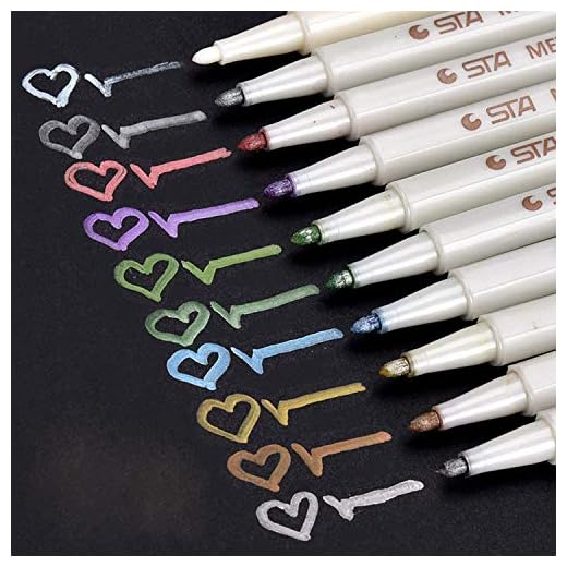 Willilngood Marqueurs Métalliques Feutres 10 Couleurs Métalliques Ecrire sur Toute la Surface,DIY Album, Scrapbooking, Travailler pour la Carte