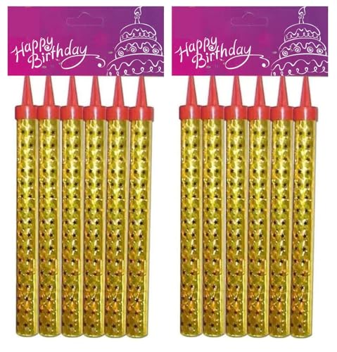 Sparkling Candle Happy Birthday Cake Topper Candle for Party Gold 15cm 2 packets