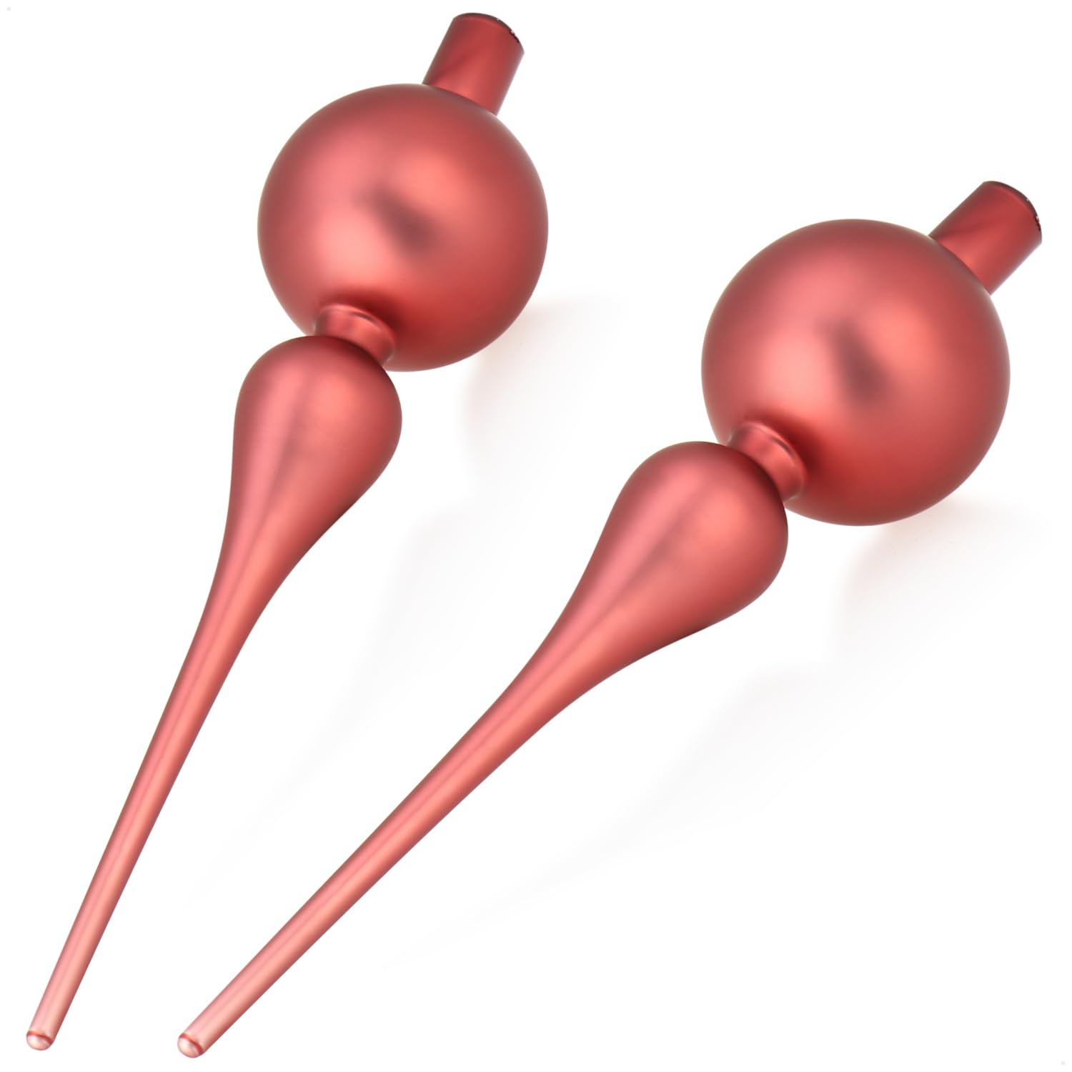 com-four® 2X Cima dell'albero di Natale - Cima dell'albero di Natale in Vero Vetro per Natale - 28 cm - Rosa Nobile Opaco