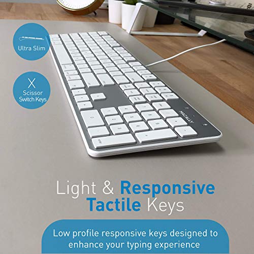 Macally Ultra Slim Wired Keyboard and an Adjustable Vertical Laptop Stand, Universally Designed to Fit Any Laptop