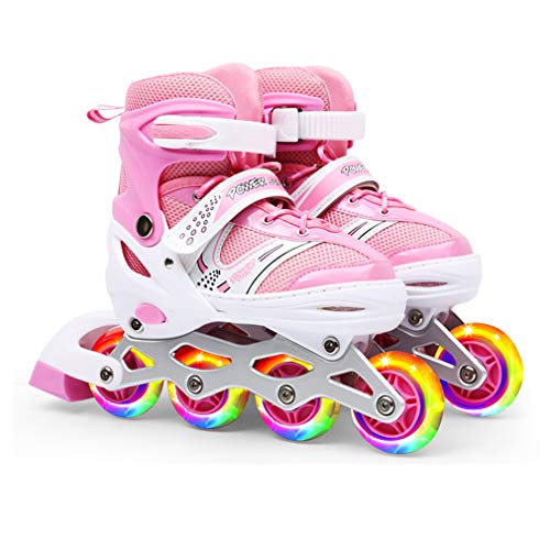 Patins roulettes fille avec roues lumineuses clignotantes enfants