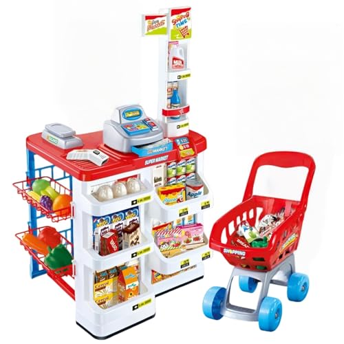 GRSMIS キッズストアプレイセット、シミュレーションスーパーマーケットおもちゃパズル教育レジカウンターままごとのおもちゃ子供幼児屋外プレイセット誕生日プレゼント クリスマス (66805)