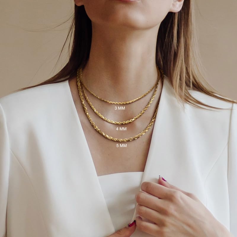Gold Rope Chain Necklace for Men & Women – 100% Real 10k or 14k Gold, Lightweight, Premium Craftsmanship - Image 4