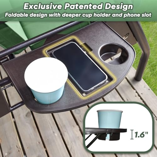 Image of ZZW 3 Seat Outdoor Porch Patio Swing with Stand 800lbs 2-in-1 Convertible Swing Bed with Adjustable Canopy & Removable Cushion for Yard Garden Deck (Green, Round Tube)