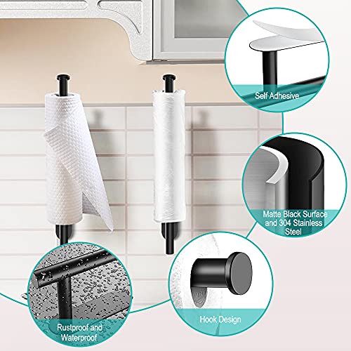 Mgahyi Paper Towel Holder Wall Mount, Self Adhesive Or Drilling Under Cabinet Kitchen, 13.2 Inch Stainless Steel Paper Towel Roll Rack, Towel Roll Hanger For Bathroom(Rectangle-Black) #TOP2
