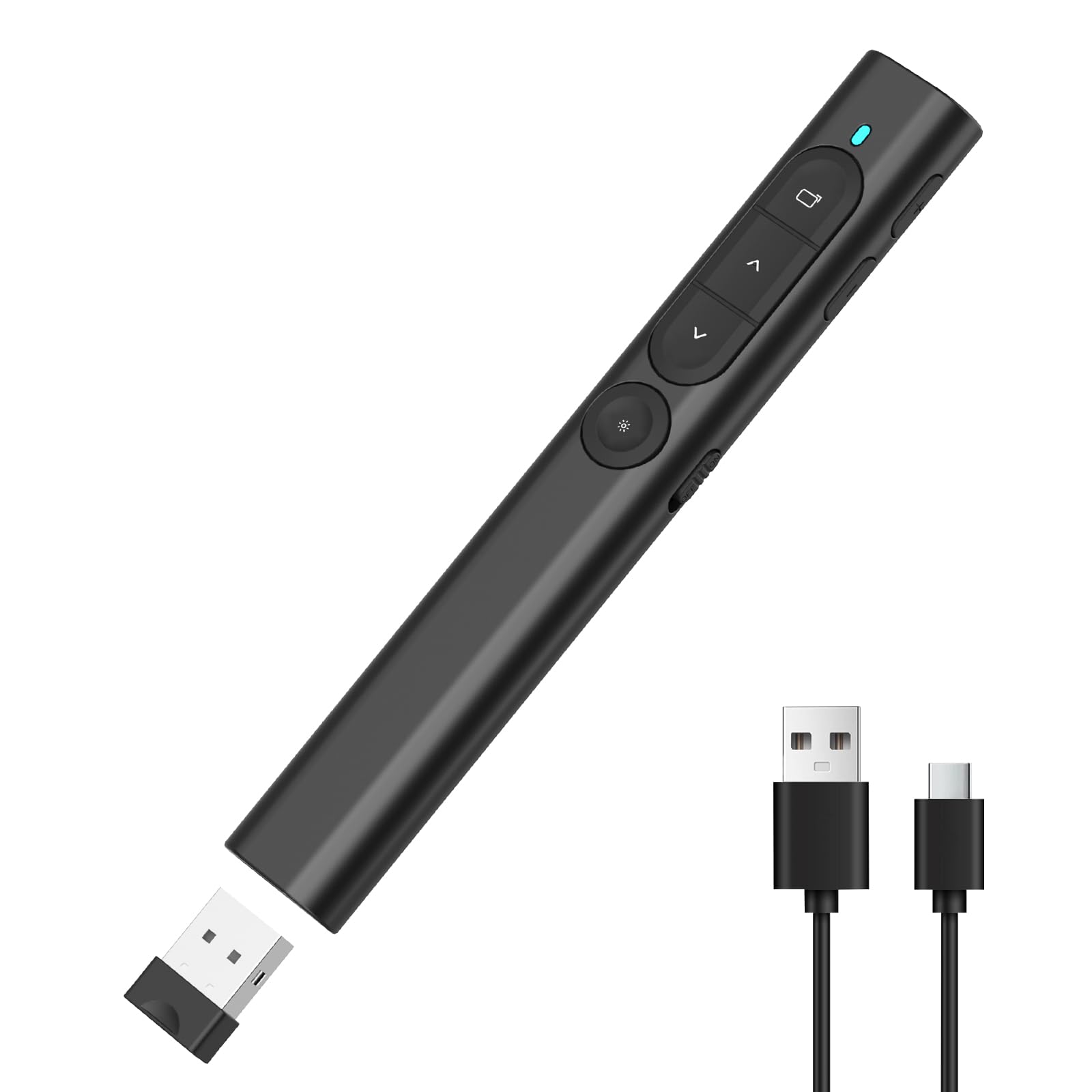 MOXYOY Presentation Clickers, Clicker for Powerpoint, Wireless Rechargerable Presenter Remote, Presentation Clicker with Volume Control/Hyperlink for Keynote/PPT/Mac/PC/Laptop (Black)