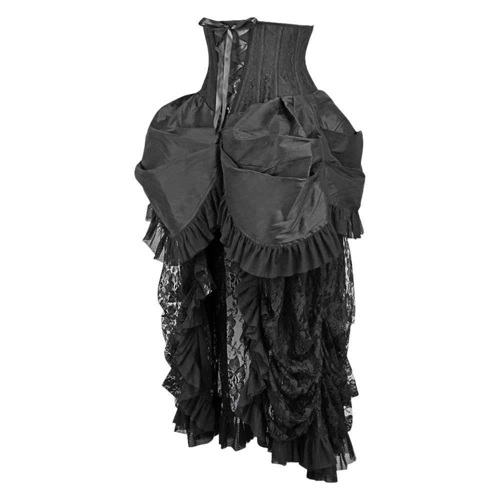 Daisy Corsets Damen Top Drawer Steel Boned Black Lace Victorian Bustle Underbust Corset Dress Korsett