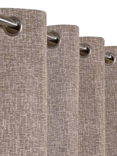 Image of Saral Home Tic tac Chenille Blackout Window Curtains 1PC, Beige. 4x5 Ft