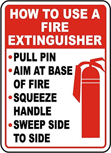 How to use a fire Extinguisher. Pull pin. Aim at Base of fire. Squeeze Handle. Sweep Side to Side. Sign Board, Water Proof Signature Board (Sun Sheet)