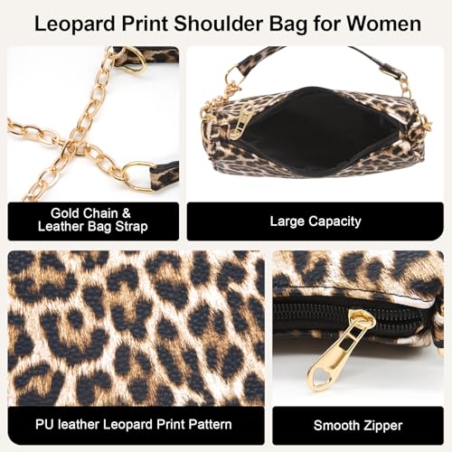 Bolso de hombro estampado leopardo para mujer pequeño miniatura 4