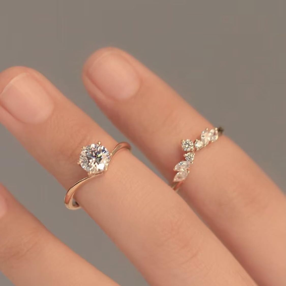 LIOYSIUT 18k Rose Gold Set Ring, Shiny Full Diamond AAA Pear-Shaped Cut, Teardrop Cubic Zirconia Single Ring, Cz Diamond Ring, Eternal Engagement and Marriage Commitment Ring, for Women 10