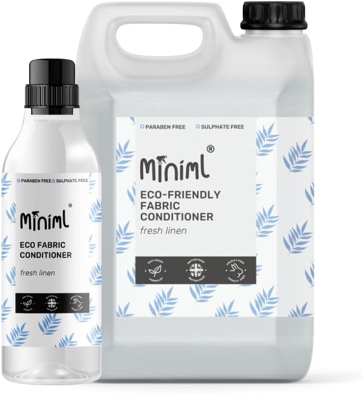 Eco Fresh Linen Fabric Softener Conditioner Bundle 1L Bottle & 5L Refill All Natural Sensitive Skin Friendly 100% Vegan & Cruelty Free