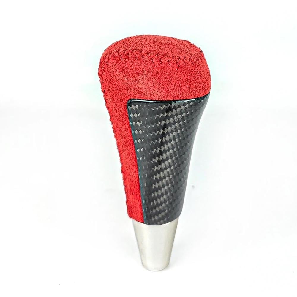 Sxqpocar Red Leather Real Carbon Fiber Gear Shift Knob For Lexus Lx570 2007-2013 Gear Ball Head Shift Lever Head(Red)