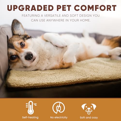 Selbstheizende Decke für Hunde & Katzen Grau 60x90cm - Weich & kuschelige Hundebett Matten - Waschbarer Bezug - Mit Rutschfester Unterseite - Hundekissen für mittlere & kleine Hunde oder Katzen