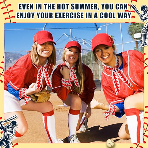 Shyyween 12 Pcs Baseball Cooling Towels Softball Cooling Neck Wraps Ice Scarf Bulk Cool Bandana for Women Men Team Gift Sport(White,Baseball)