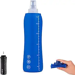 Garrafa Dobrável de Silicone, 500ml, Squeeze Portátil com Bico Antivazamento para Esportes (cores Azul ou Preto)