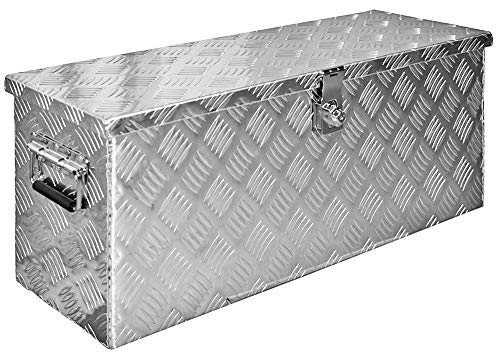 Trucky Truckbox, Deichselbox Aluminium, Anhängerbox 15 Größen, Werkzeugkiste mit Schloss und Schlüssel, stabil und wasserdicht, Boxentyp:D055 (76 x 26...