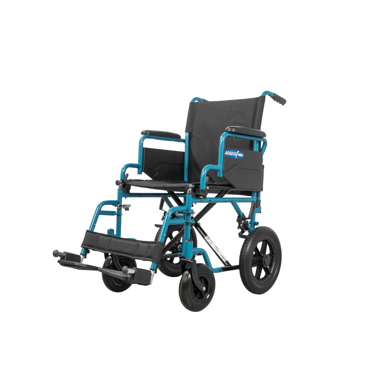 Ausilium Sedia a Rotelle Pieghevole da Transito in Acciaio — seduta 46 cm, ruote piene da 12", braccioli ribaltabili, portata 125 kg, ausilio mobilità