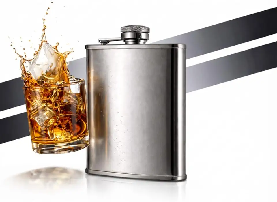 Cantil De Bolso Em Inox Porta Bebida Whisky Vodka 200ml Premium Prata Rum Gin Cachaça Vodca