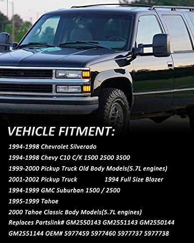 Bestview Side Marker Lights Front Corner Light Assembly Compatible With Chevy Silverado Gmc 1500 2500 3500 C/K C10 Suburban Tahoe Pickup Truck, Silver Lens 4Pcs #TOP1