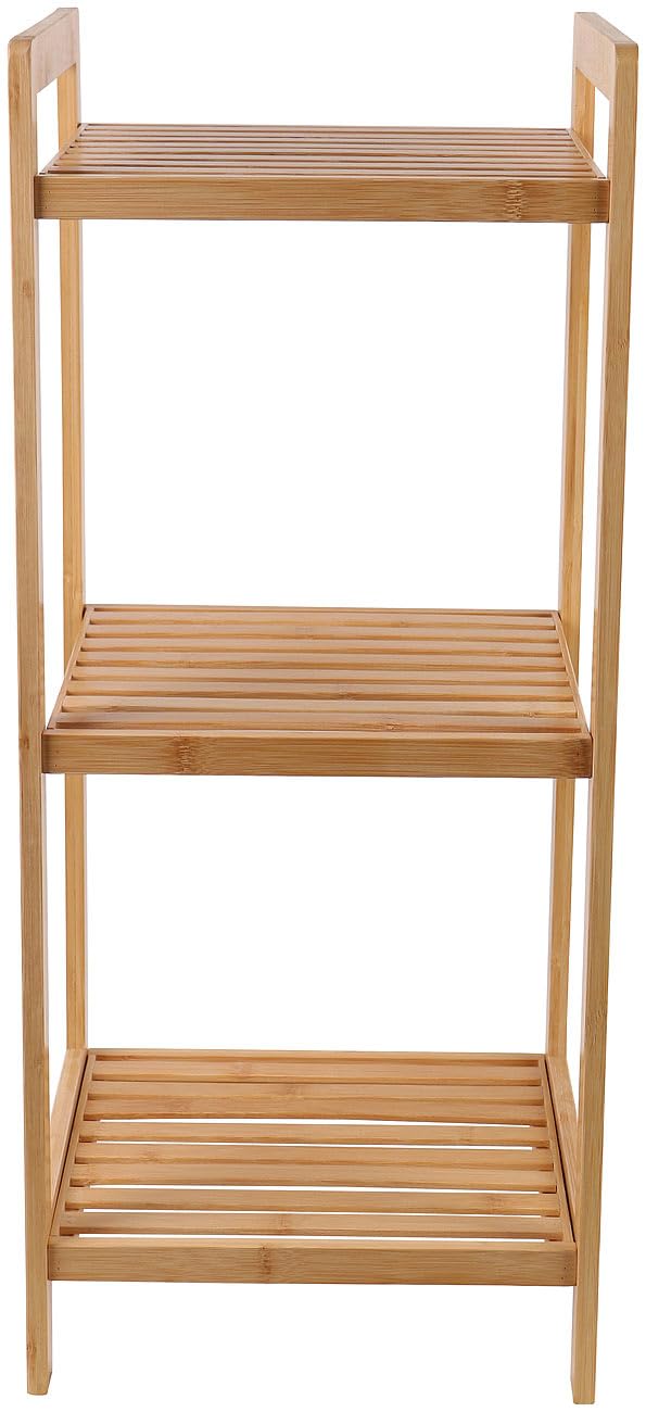 Rosenstein & Söhne mensola da Bagno: Scaffale da Terra in bambù, Colori-bambù, 30 x 30 x 70 cm, 3 Ripiani (scaffale in, per Utensili Cucina, spezie)