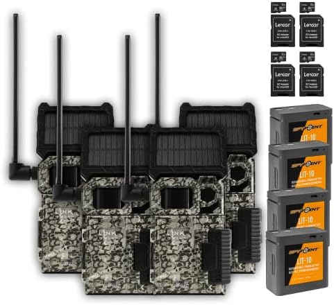 SPYPOINT Link-Micro-S-LTE Solar Cellular Trail Camera with LIT-10 Battery and Bundle Options (Link-Micro-S-LTE-V, 4 PK)