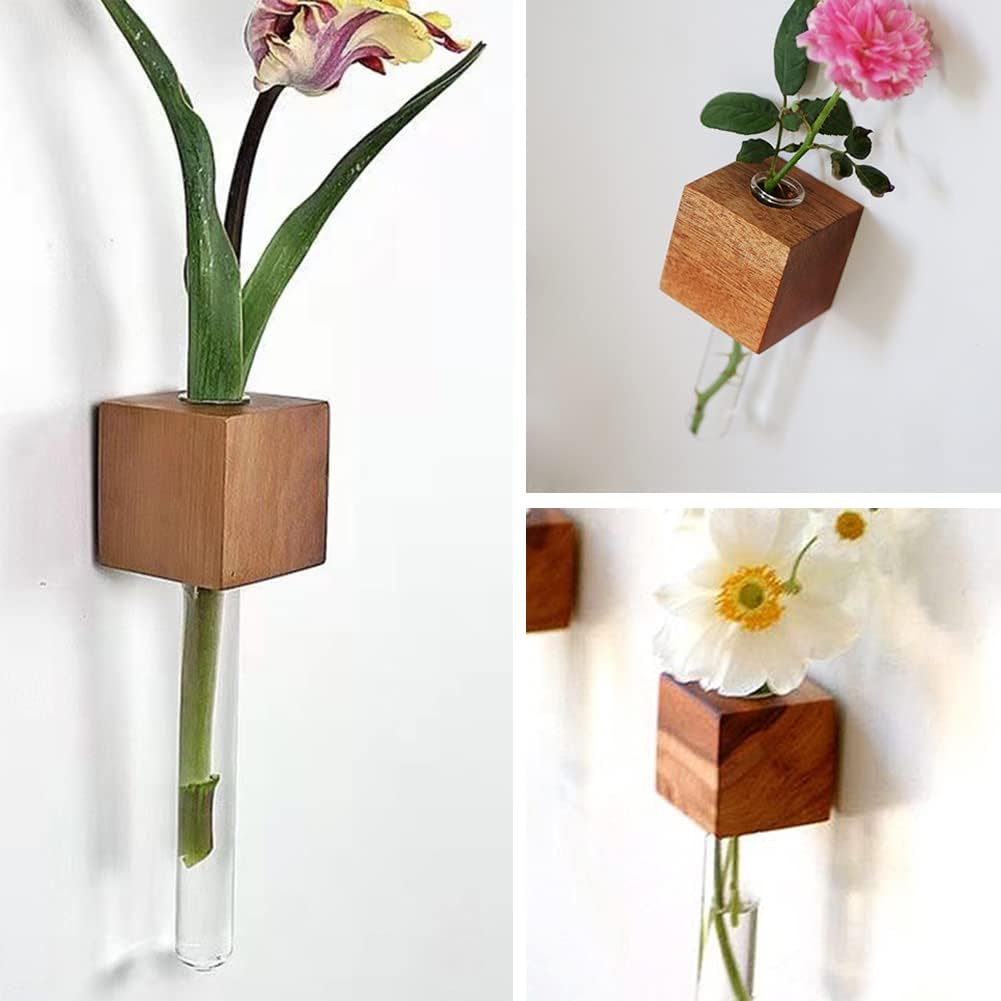WAYUTO Set of 3 Magnetic Refrigerator Vases Magnets Fridge Door Hydroponic Plants Tube Magnet Ornaments for Home Office Refrigerator Decoration