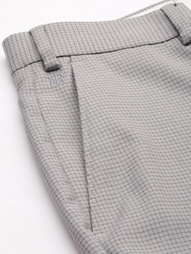 Image of Raymond Men's Slim Fit Mid Rise Polyester Blend Structure Pattern Flat Front Formal Trouser