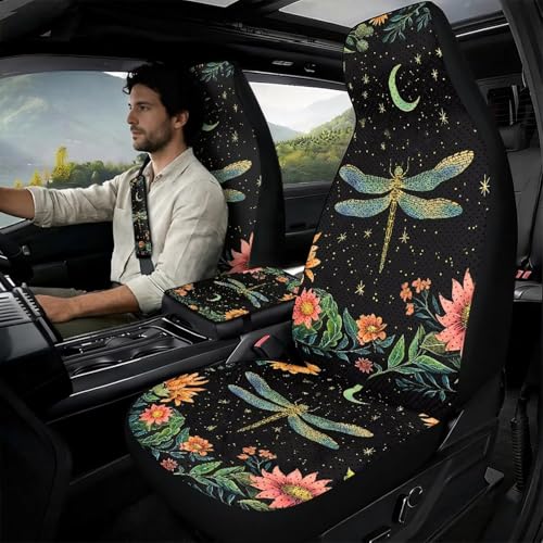 Housses sièges auto confort fleur de libellule 52x138cm pour camionnette