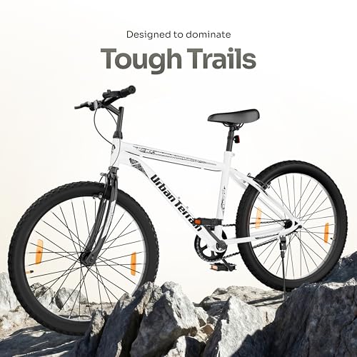 Image of Urban Terrain Galaxy Steel High Performance Mountain Cycles for Men with Rigid Fork MTB Bike 27.5 inch Single Speed | Ideal for 15+ Years, Frame Size : 17 Inch (White)