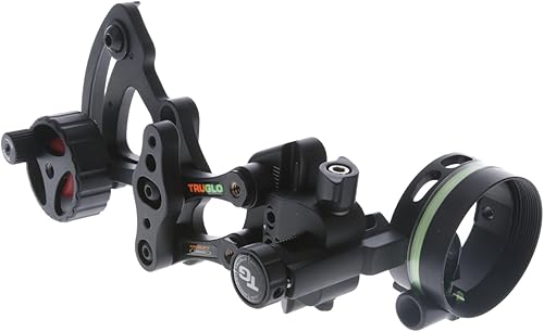 Miniatura 5 de TRUGLO Range Rover - Mira de arco móvil microajustable de un solo pin para caza con esfera de ajuste cero - Soporte ajustable para carcaj y luz LED