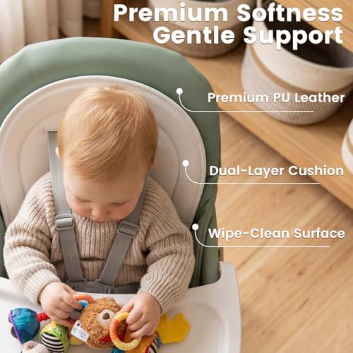 Image of INFANS 8 in 1 Baby High Chair, Convertible Highchair for Babies and Toddlers, Infant Dining Booster Seat, Building Block Table, Kids Stool Table Chair Set with Removable Tray (Green)