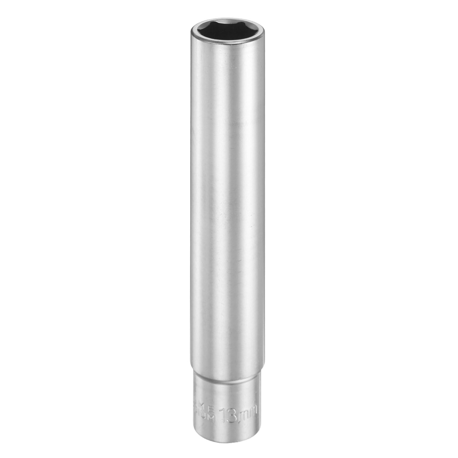 sourcing map 6 Points Deep Socket 3/8" Drive 13mm Deep Metric CR-V Steel Polished Nickel Plating Flip Sleeve 120mm / 4.7" Extra Long Socket Tool for Home Auto Nuts Bolts Repair