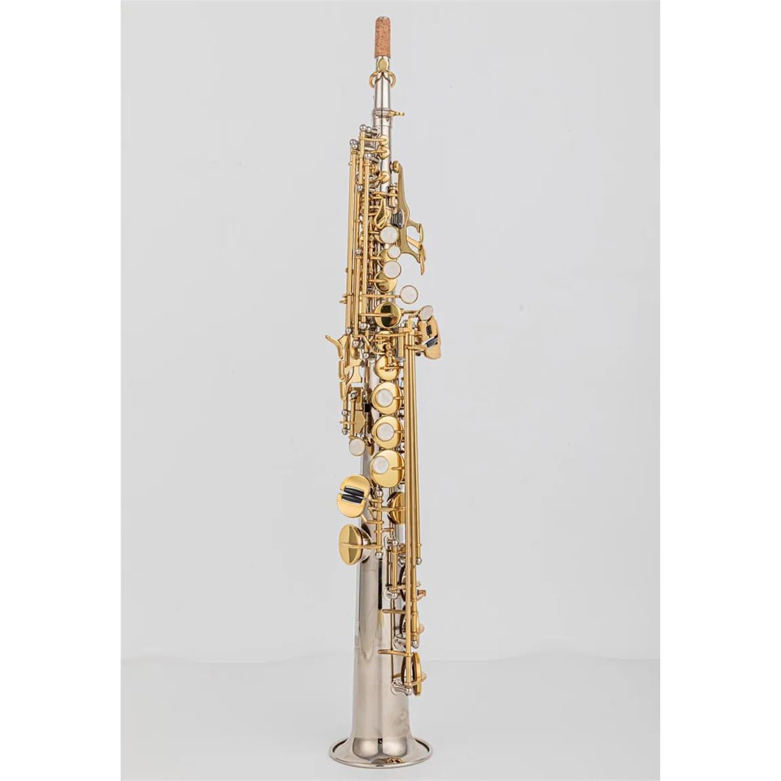 Saxofón Saxofón Soprano Llave Dorada Plateada Con Estuche Saxofón Soprano Boquilla Cañas Cuello (Color : Leather bag)