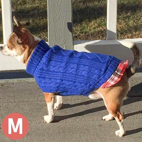 Image of KYEESE Dog Sweater for Small Dogs Turtleneck Thick Knit Pullover | Stretchy Fit, Lightweight & Warm, Cozy Knit Comfort, Classic Plaid Design, Gentle on Sensitive Skin, Winter Daily Wear