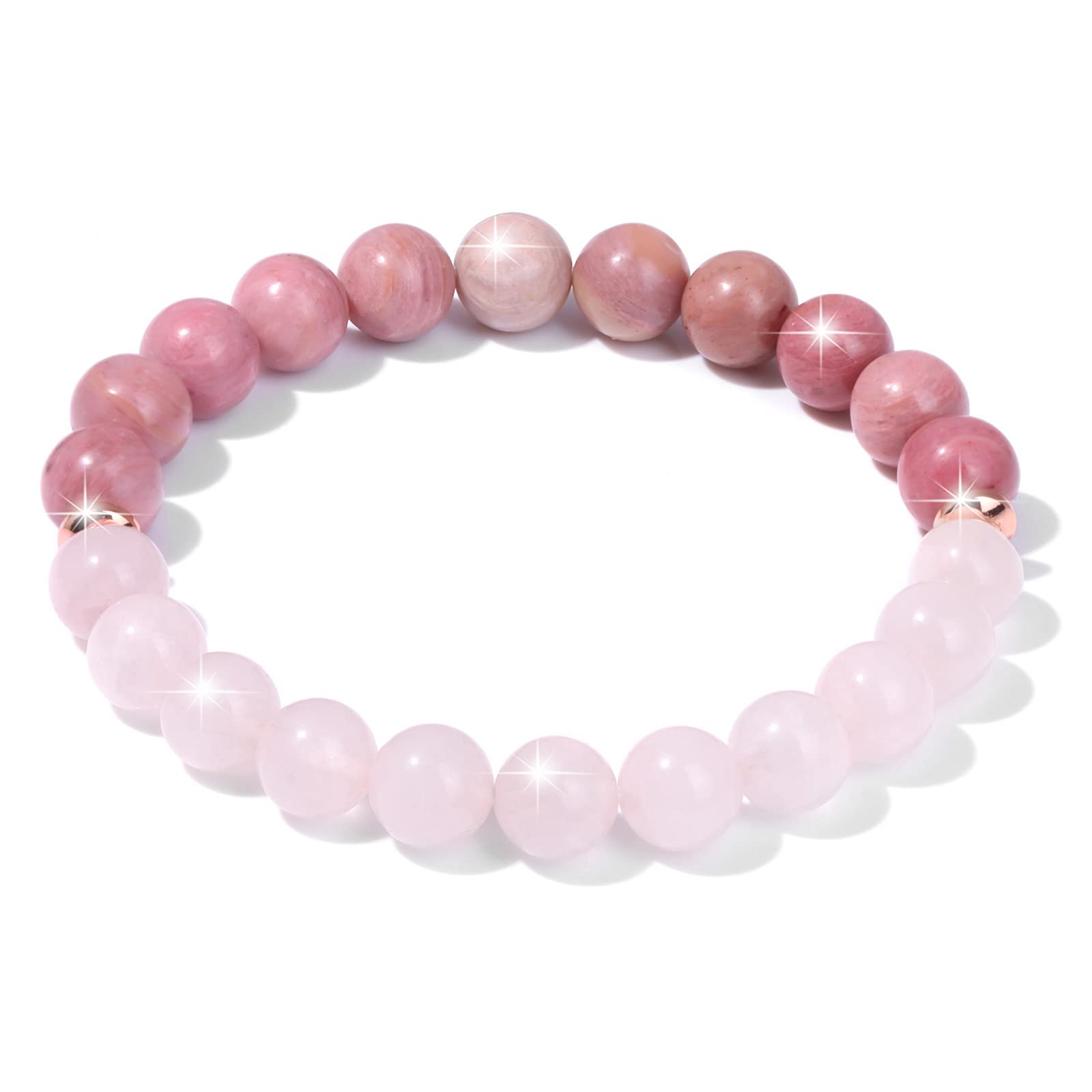 GolbalJewHealing Bracelet For Women Anxiety Beaded Bracelets Jewelry Healing Stone Crystal Bracelet Stress Relief Yoga Beads Chakra Bracelets Gifts For Women pink