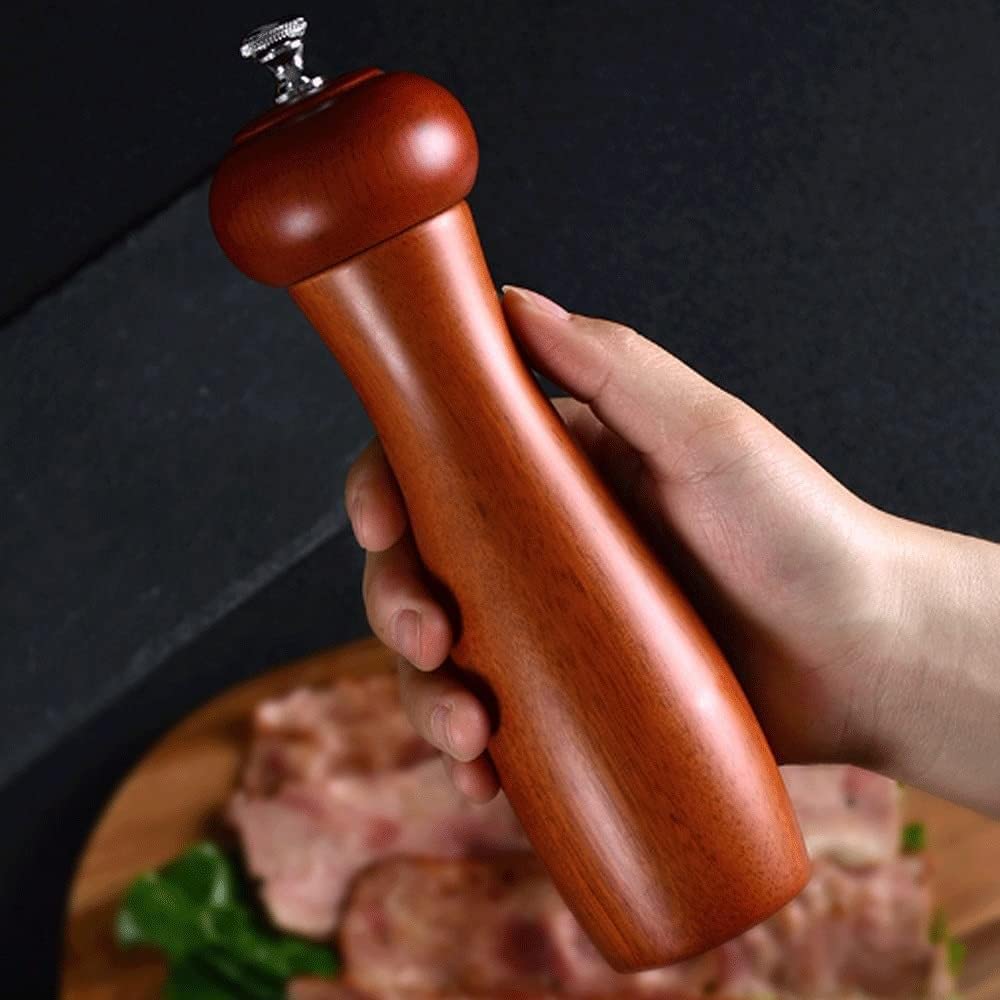 Młynek do pieprzu, drewniany ręczny młynek do pieprzu, młynek do soli, pieprzu, młynek do przypraw z regulowaną grubością 15 cm, 20 cm, do domu, grilla, imprezy (rozmiar: L) ()