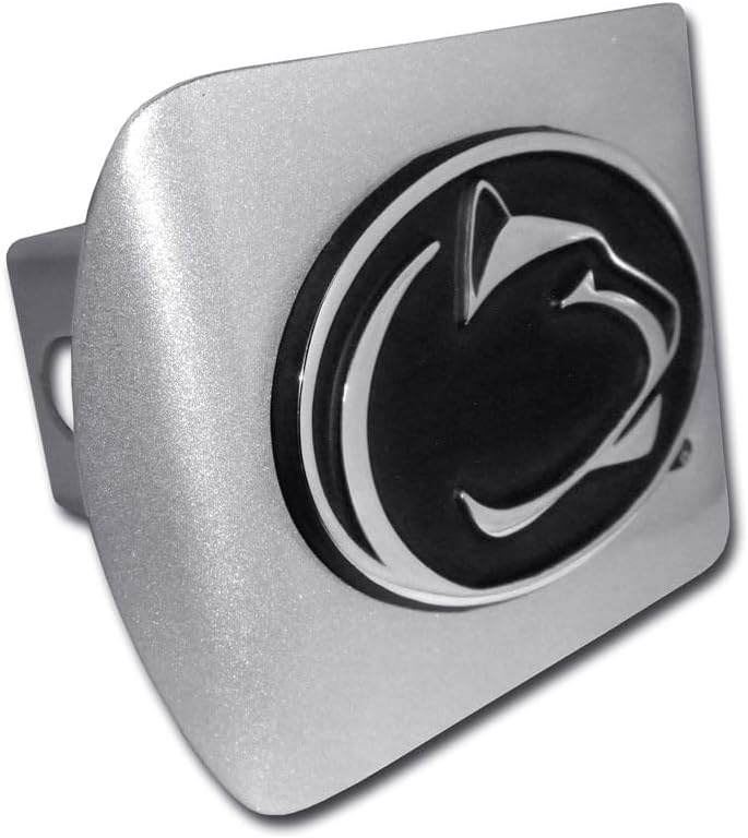 Elektroplate Penn State Nittany Lions Brushed Metal Trailer Hitch Cover with Chrome Metal Logo
