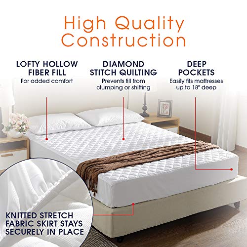 Cheer Collection Quilted Mattress Pad - Up to 18" Deep Mattress Cover and Protector, Queen Size (60" x 80")