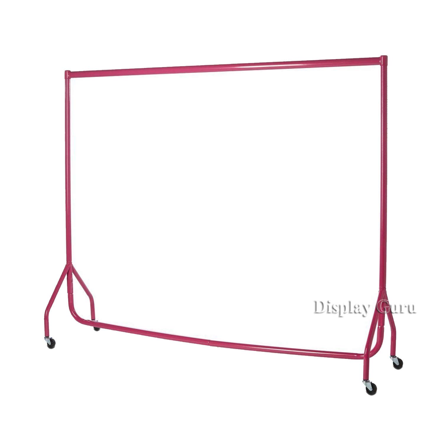 Heavy Duty Coloured Garment Rail Clothes Rail Steel Clothes Rail Hanging Carboot Display Rail 5FT High with free Pair of 6 inches Extension poles (pink, 6FT)