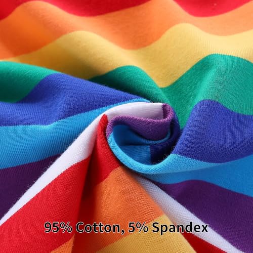 Image of Mud Kingdom Boys Girls T-Shirts Rainbow Stripe Cotton Unisex Top