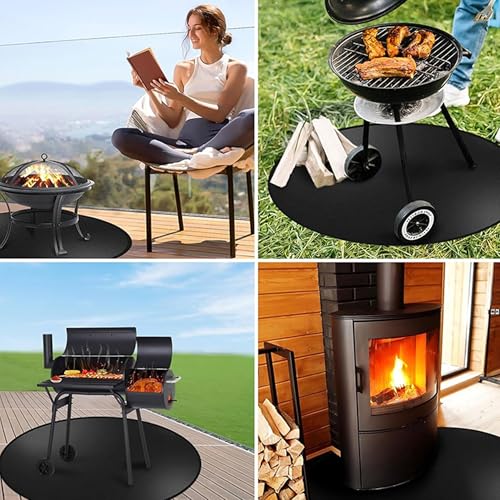 CXAFQ 24" Round BBQ Grill Mat, Fire Pit Mats for Outdoor Grill, Oil-Proof Waterproof BBQ Protector for Decks and Patios, Indoor Fireproof Mats, Fireplace Rugs, Grill Mat For Barbecue, Black - Image 5