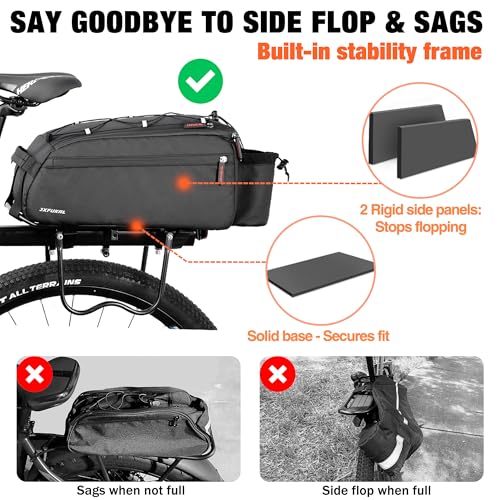 image for JXFUKAL Bike Bags for Bicycle Rear rack, 13L Supportive Bike Rack Bag 