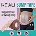 Heali Bump Kinesiology Tape, 15 Pre-Cut Wide Strips, Synthetic Silk, Pregnancy Tape Belly, Magnesium, Vitamin E, Jojoba Oil, Pain Relief, Support, Reduce Appearance of Stretch Marks, Pack of 1