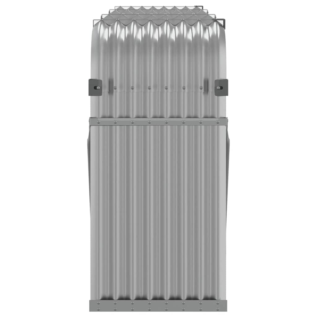 vidaXL Leñero, Estante Almacenaje de Leñas Troncos, Registro de Chimenea, Leñero de Chapas para Salón Jardín, Acero Galvanizado Gris Claro