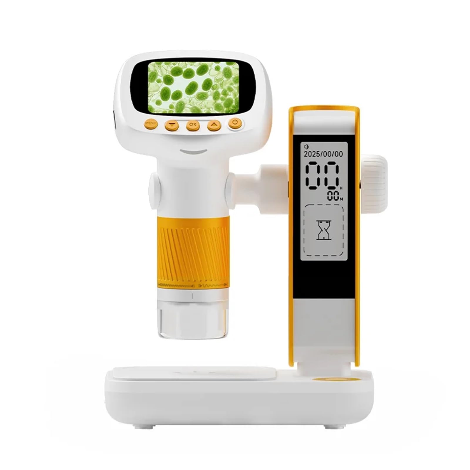 Microscopio e sveglia 2 in 1 for bambini - Giocattolo educativo STEM con luce, ingrandimento 1000X, Strumenti ampiamente utilizzati(Oranje)
